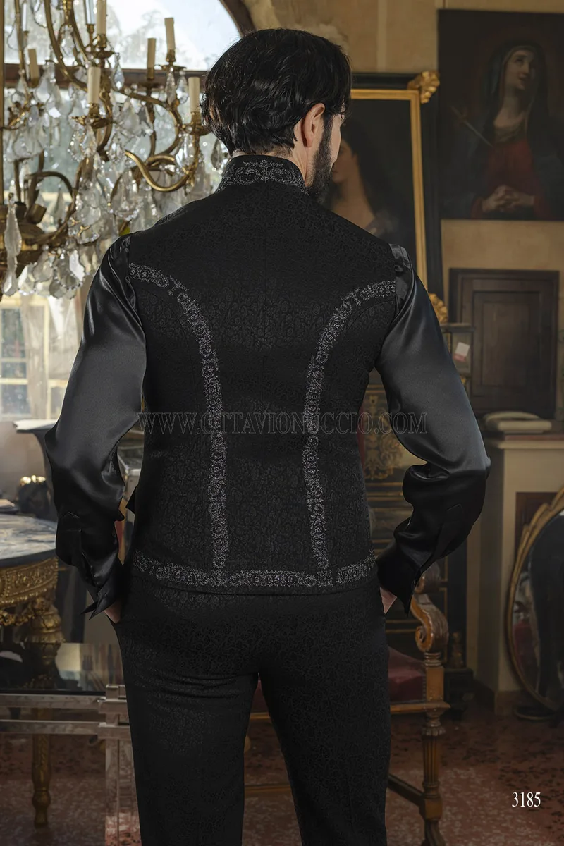 Frac Noir Brodé Style Gothique - Excellence Italienne – pa-dietro
