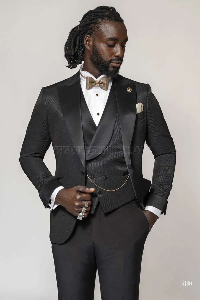Men's Modern Black Tuxedo with Peak Lapels – pa