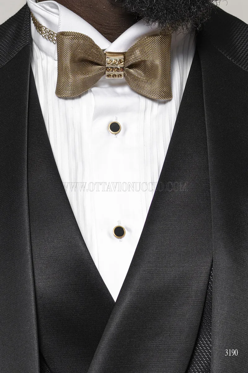 Golden brass bow tie with gold rhinestones