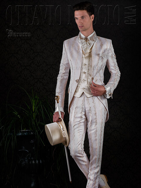 Vestito sposo uomo broccato vintage coreano dorato