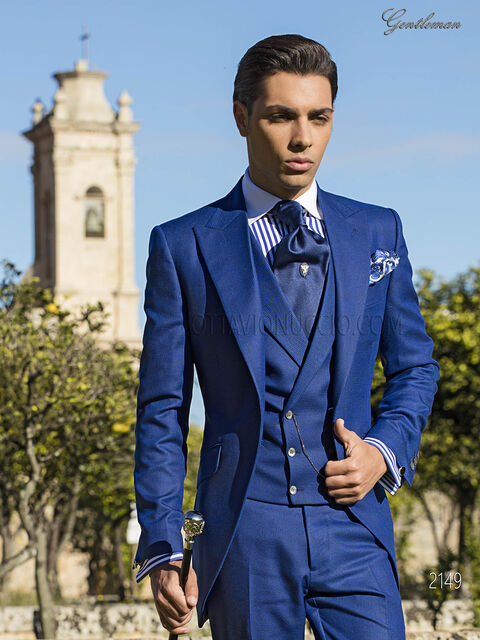Abito sposo principe di galles mezzo tight moderno blu check nero