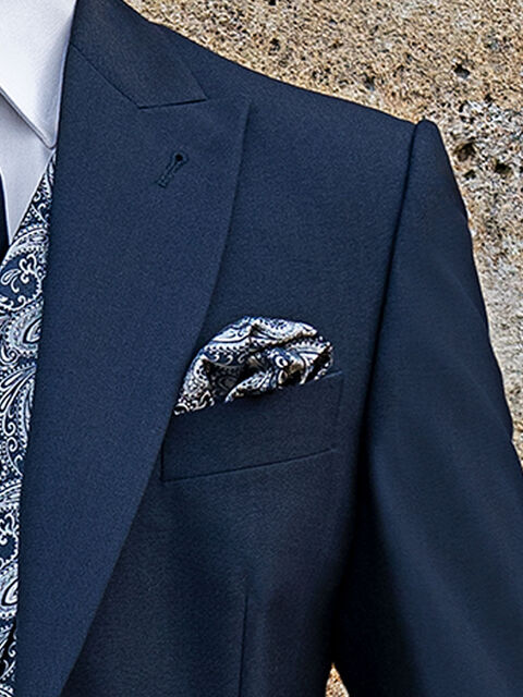 Fazzoletto pura seta blu con argento