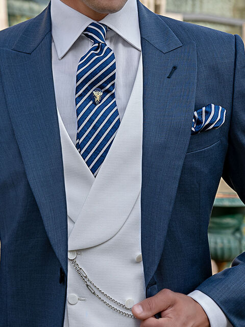 Gilet doppiopetto con micro disegni bianco