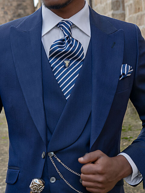 Gilet doppiopetto sciallato lana viscosa blu