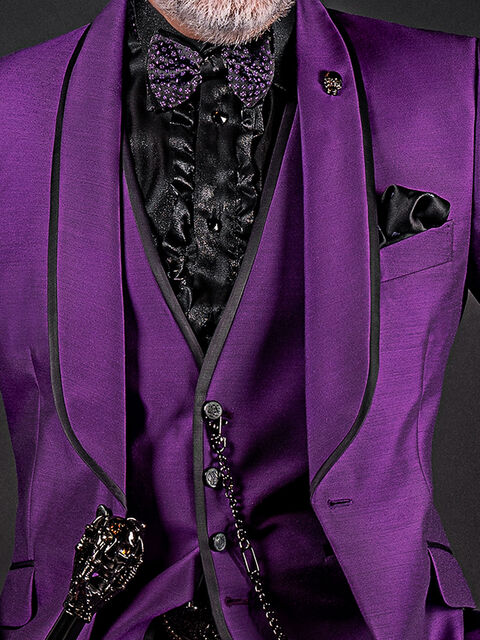 Gilet 4 bottoni in misto lana viola
