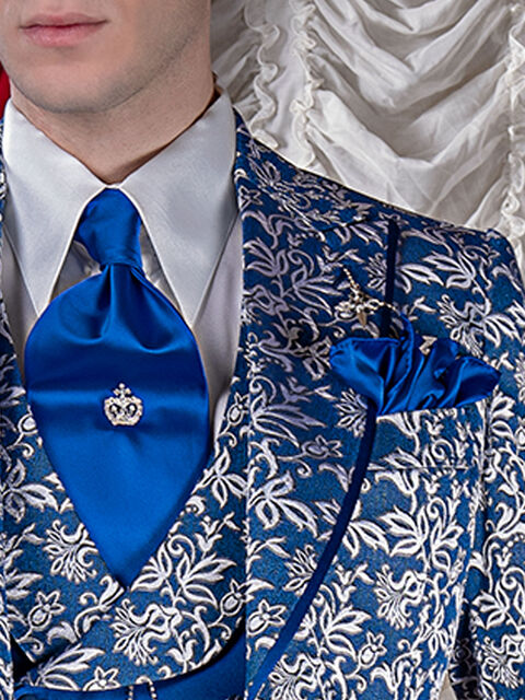 Cravattone d' annodare in raso blu china
