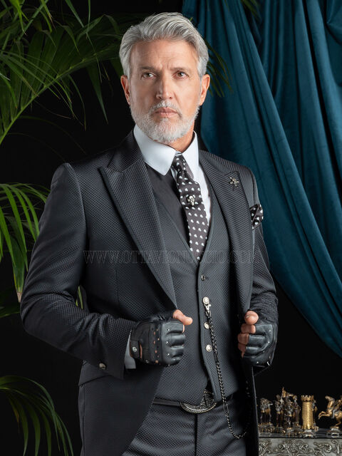 Abito da cerimonia uomo moda nero 3 pezzi